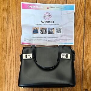 Salvatore Ferragamo Black Satchel with Silver Accents